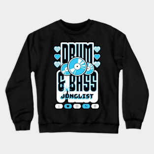 DRUM AND BASS  - 3 Records & Hearts (white/blue) Crewneck Sweatshirt